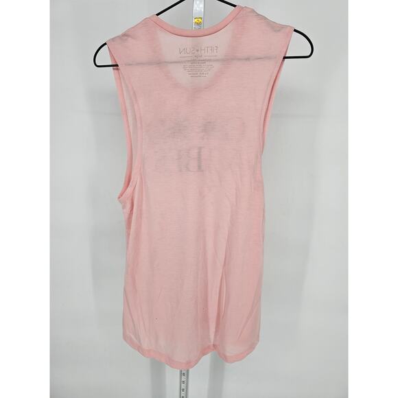 Fifth Sun Womens Sz L Tank Top Light Pink Good Vibes Floral Lightweight - Picture 3 of 3